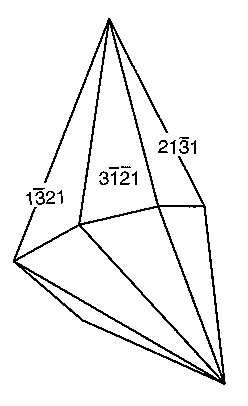 crystal drawing: calcite, scalenohedron, contact twin on {01-12}