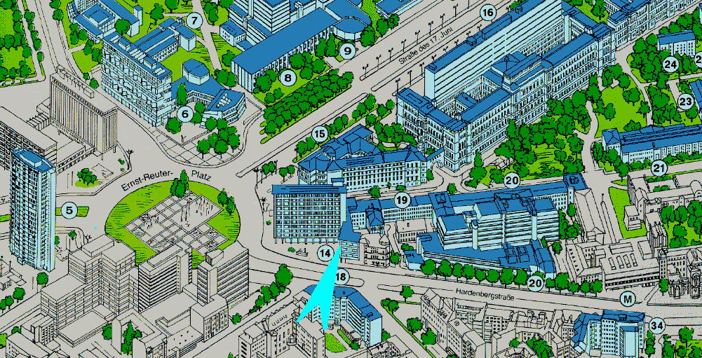 layout map of the university campus at the place Ernst-Reuter-Platz Berlin