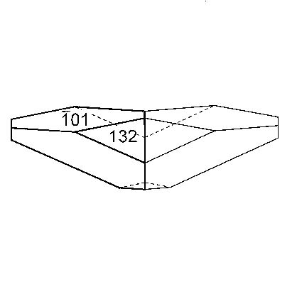 crystal drawing: kaemmererite, twin, turned horizontally